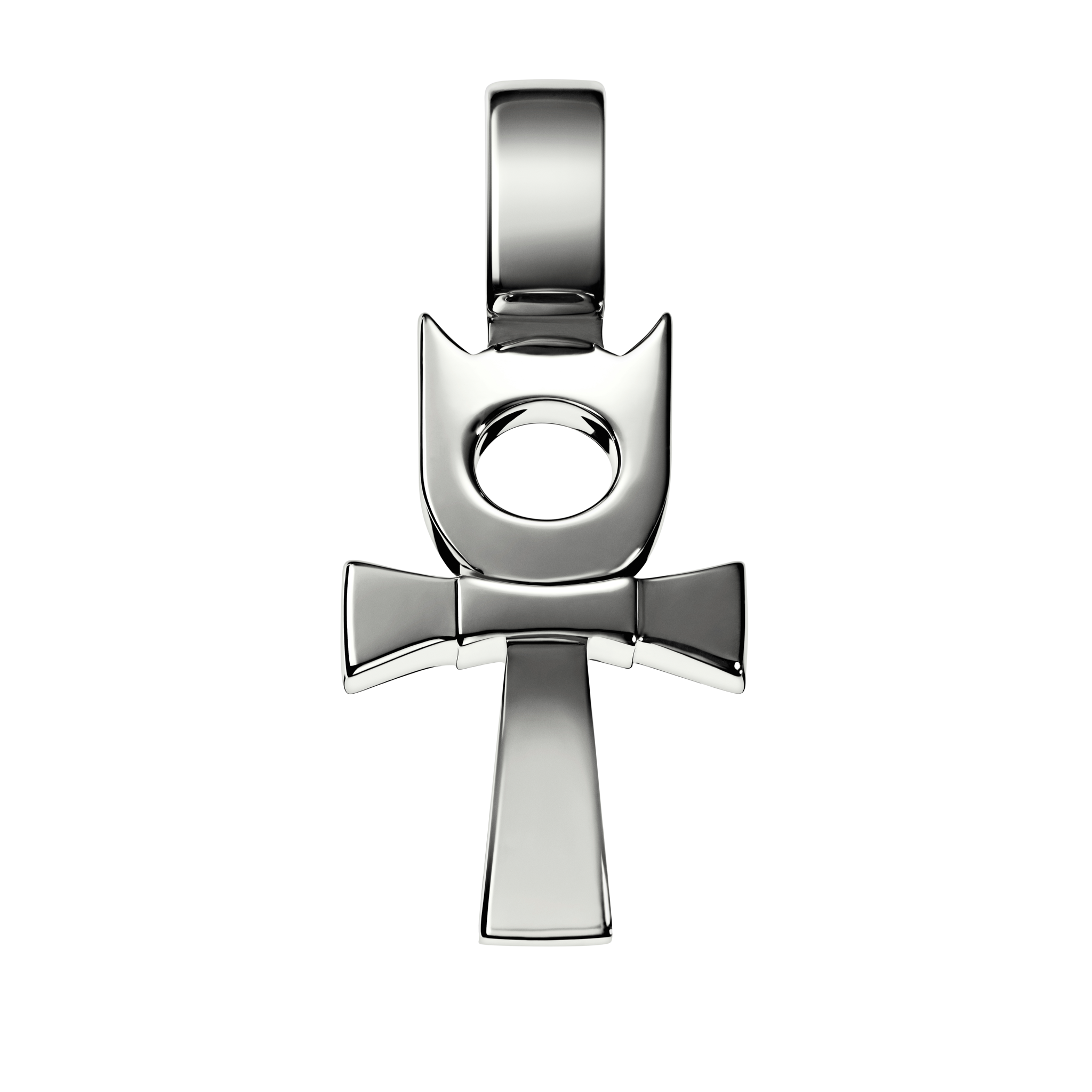 A detail of Horned Ankh Pendant in Silver